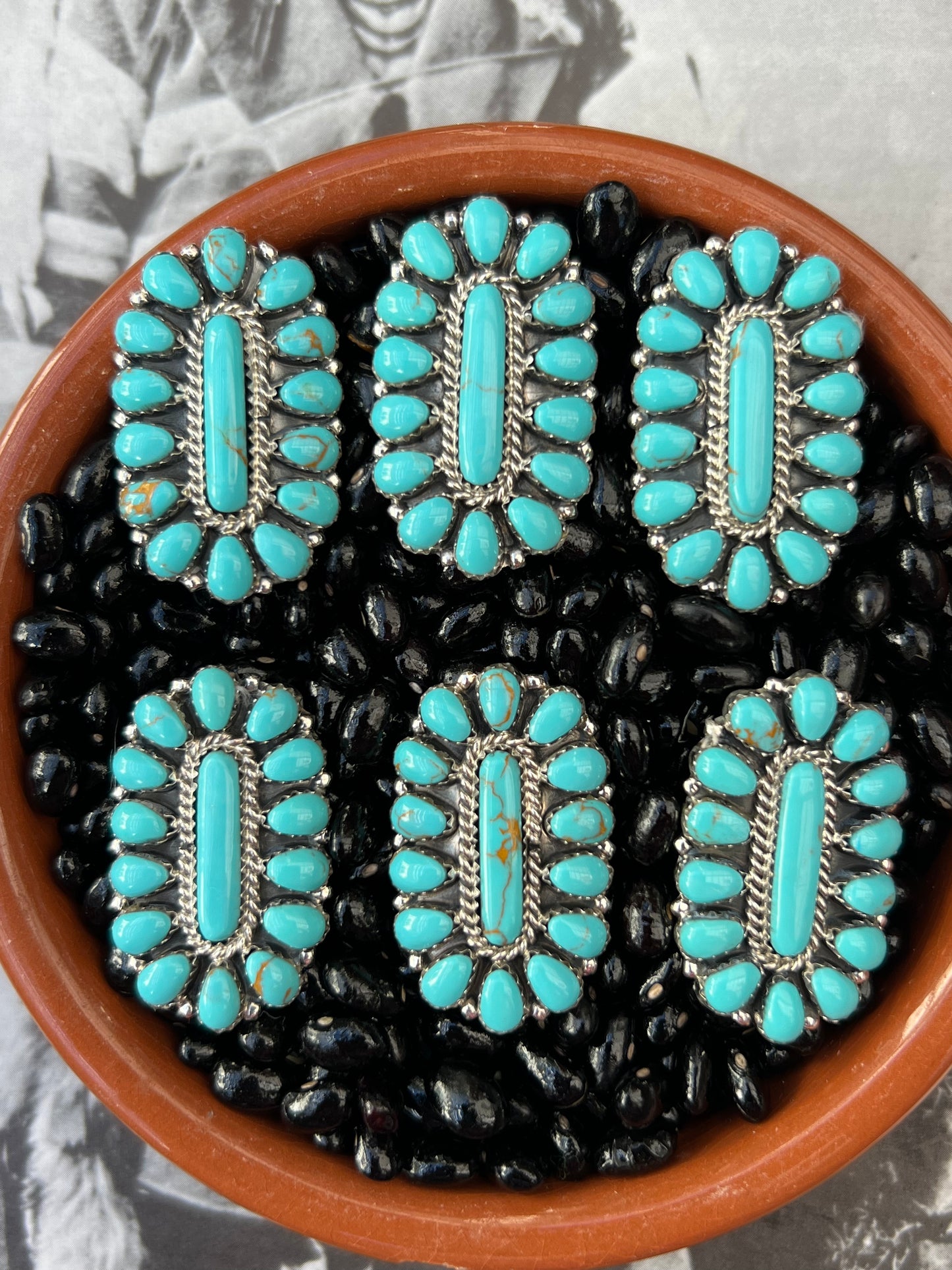 Doe Native American Turquoise Cluster Ring