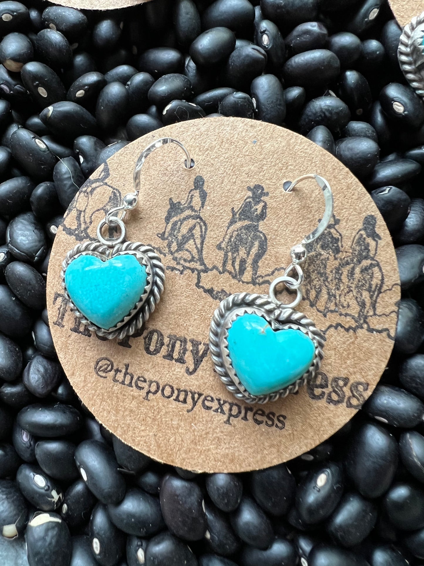 Turquoise Heart Dangle  Earrings