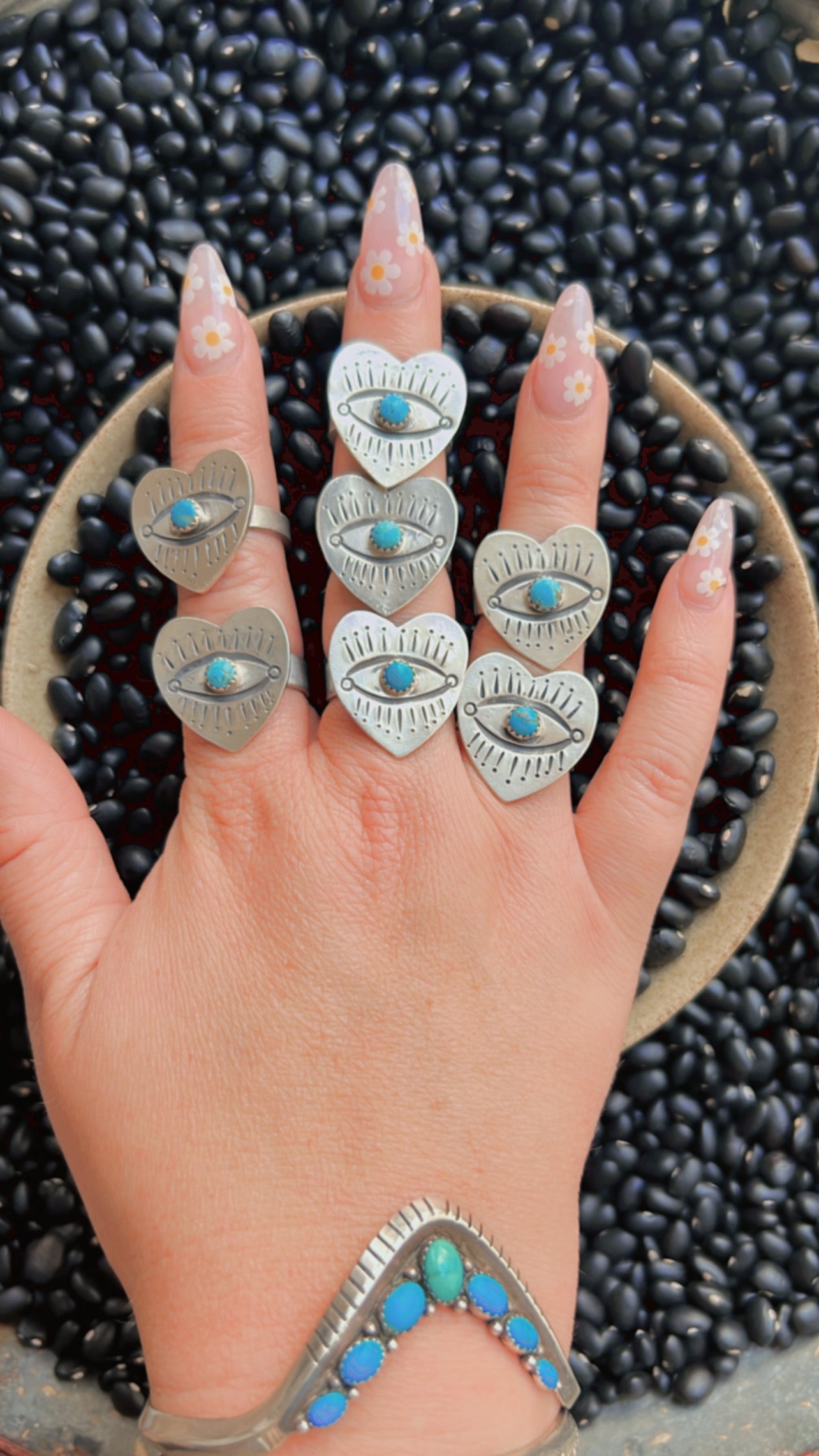 Heart Turquoise Evil Eye Ring
