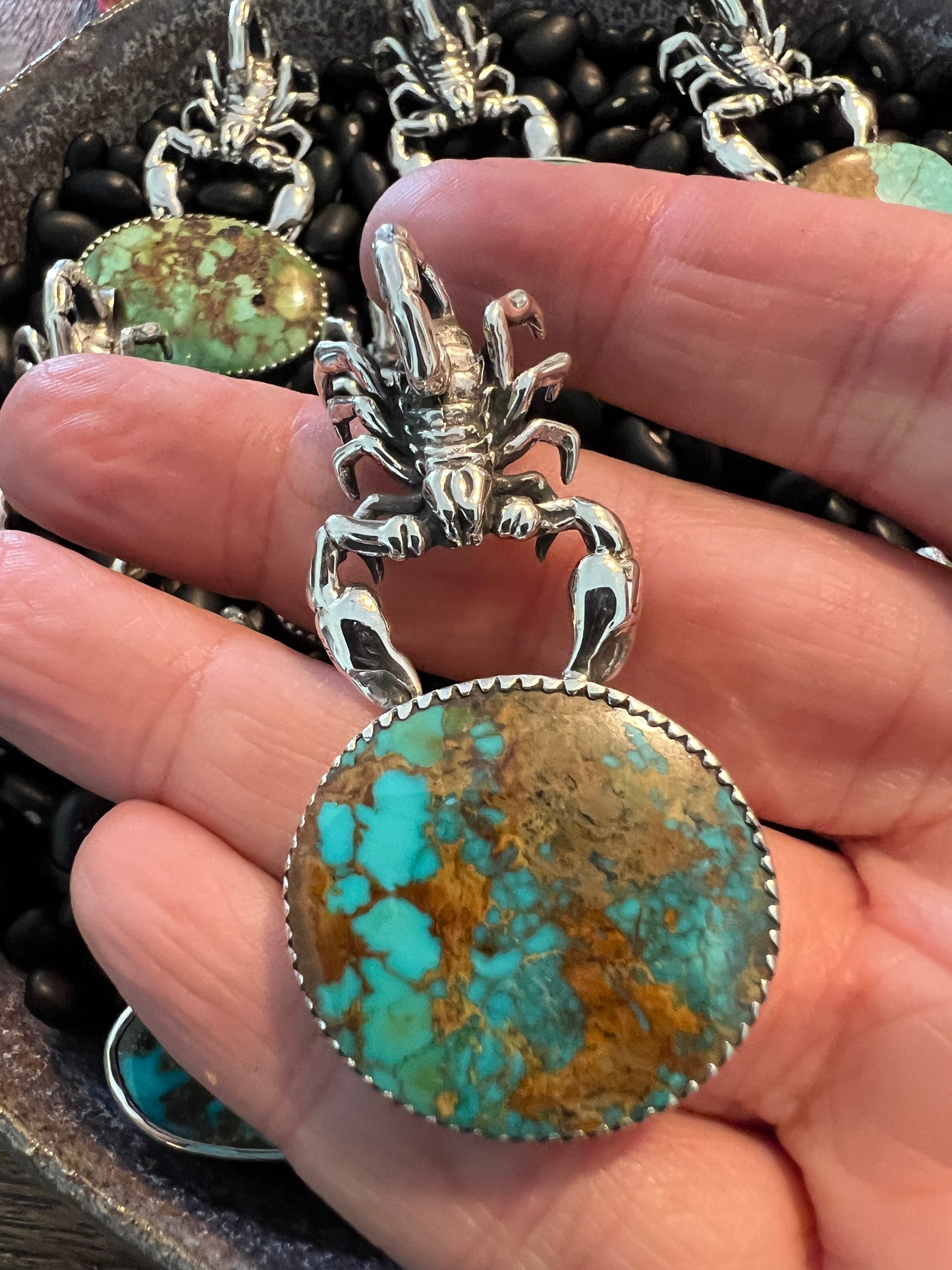 Sterling Scorpion Turquoise Pendant
