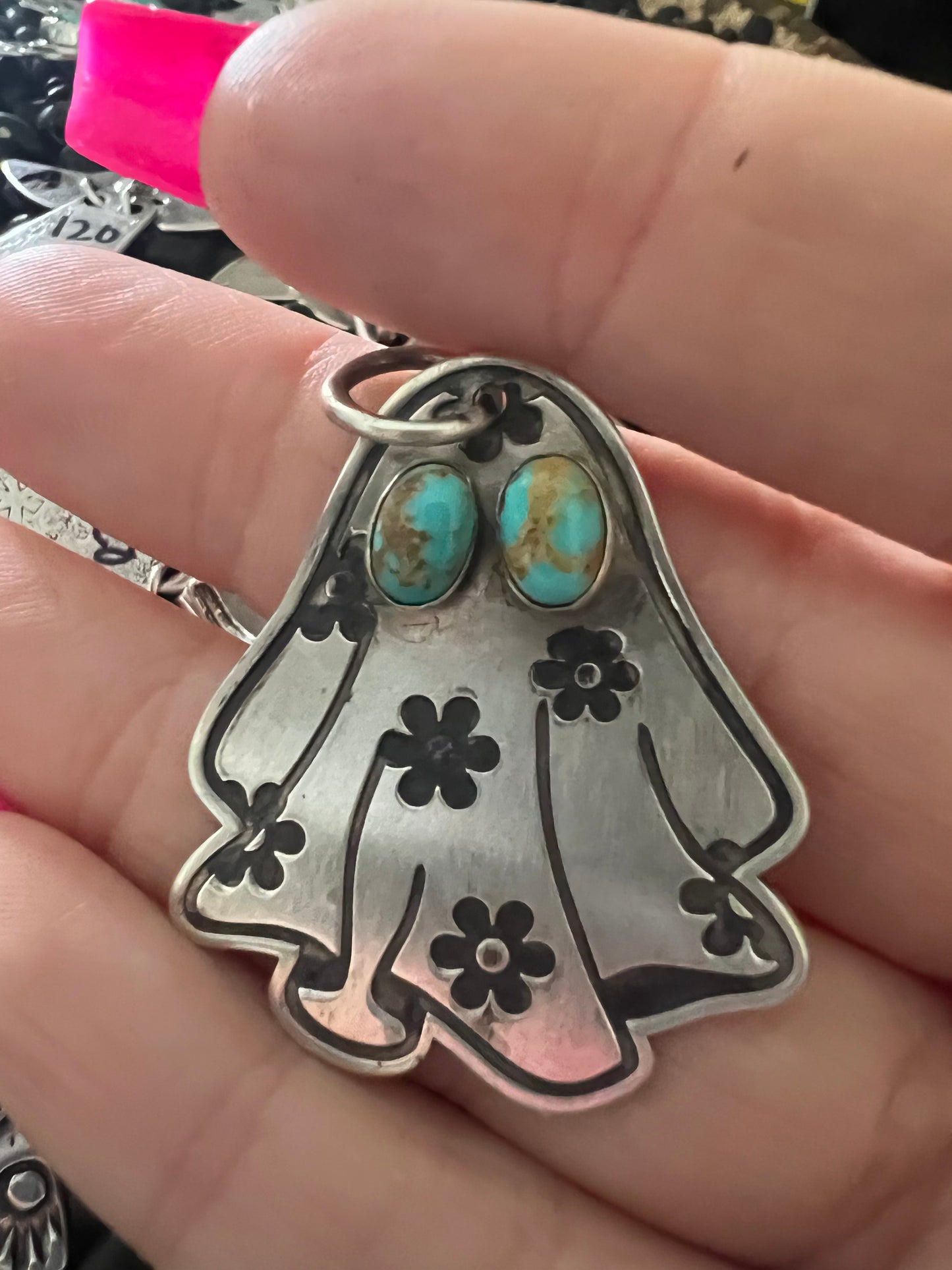Ghost Daisy Turquoise Pendant