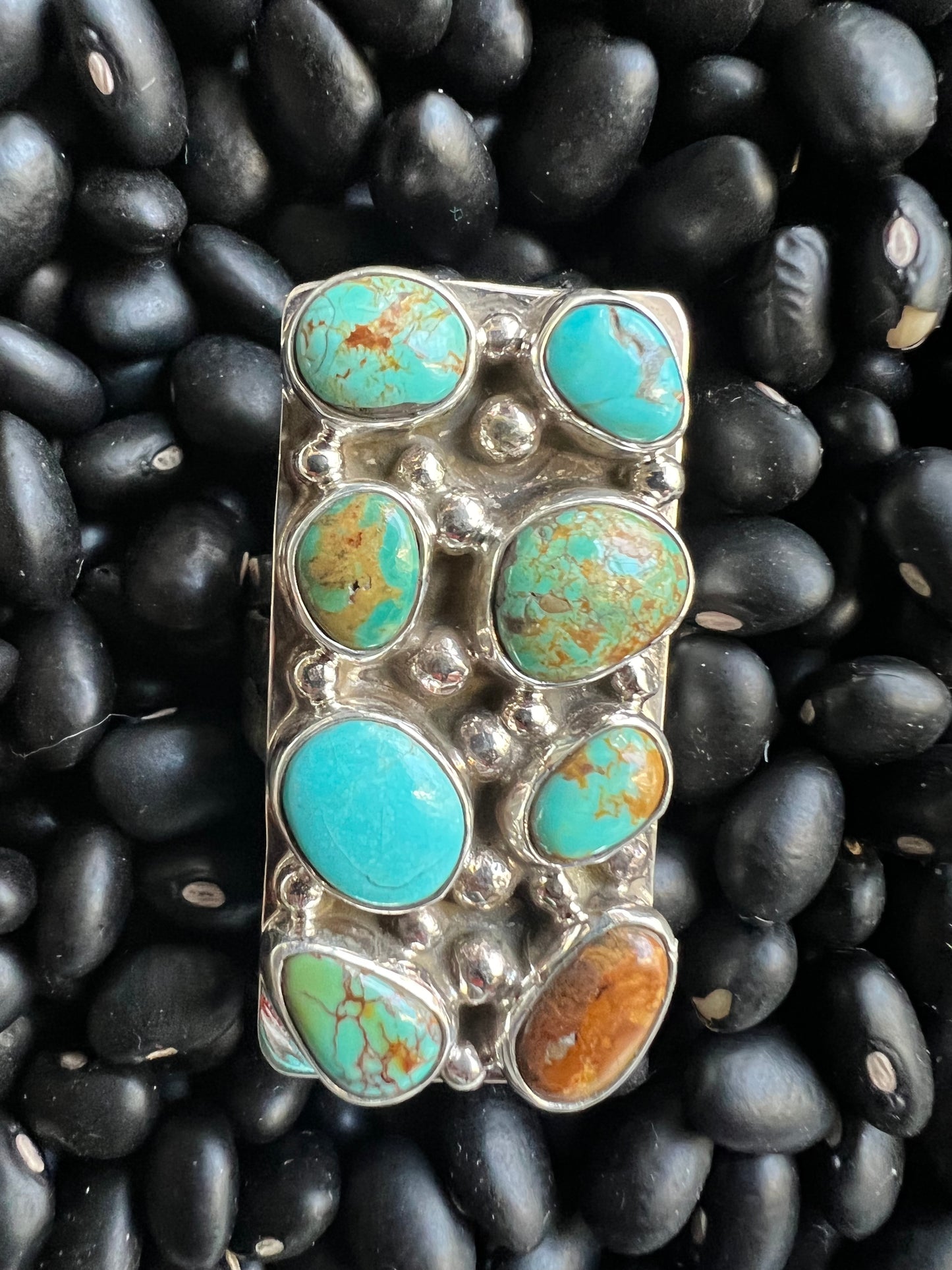 8 stone Turquoise Cluster Ring