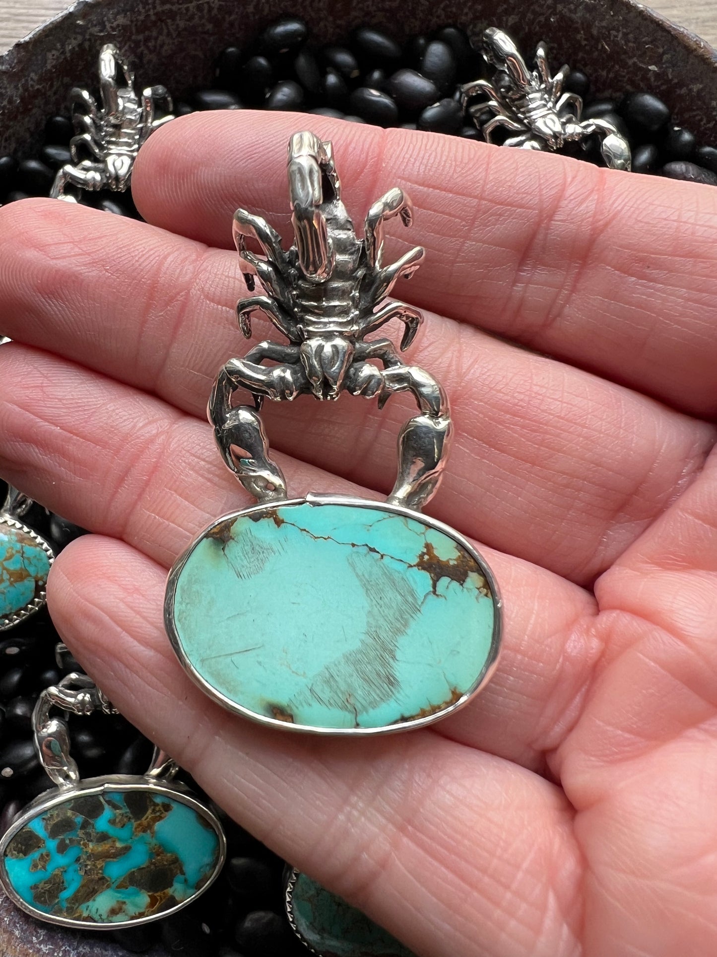 Sterling Scorpion Turquoise Pendant