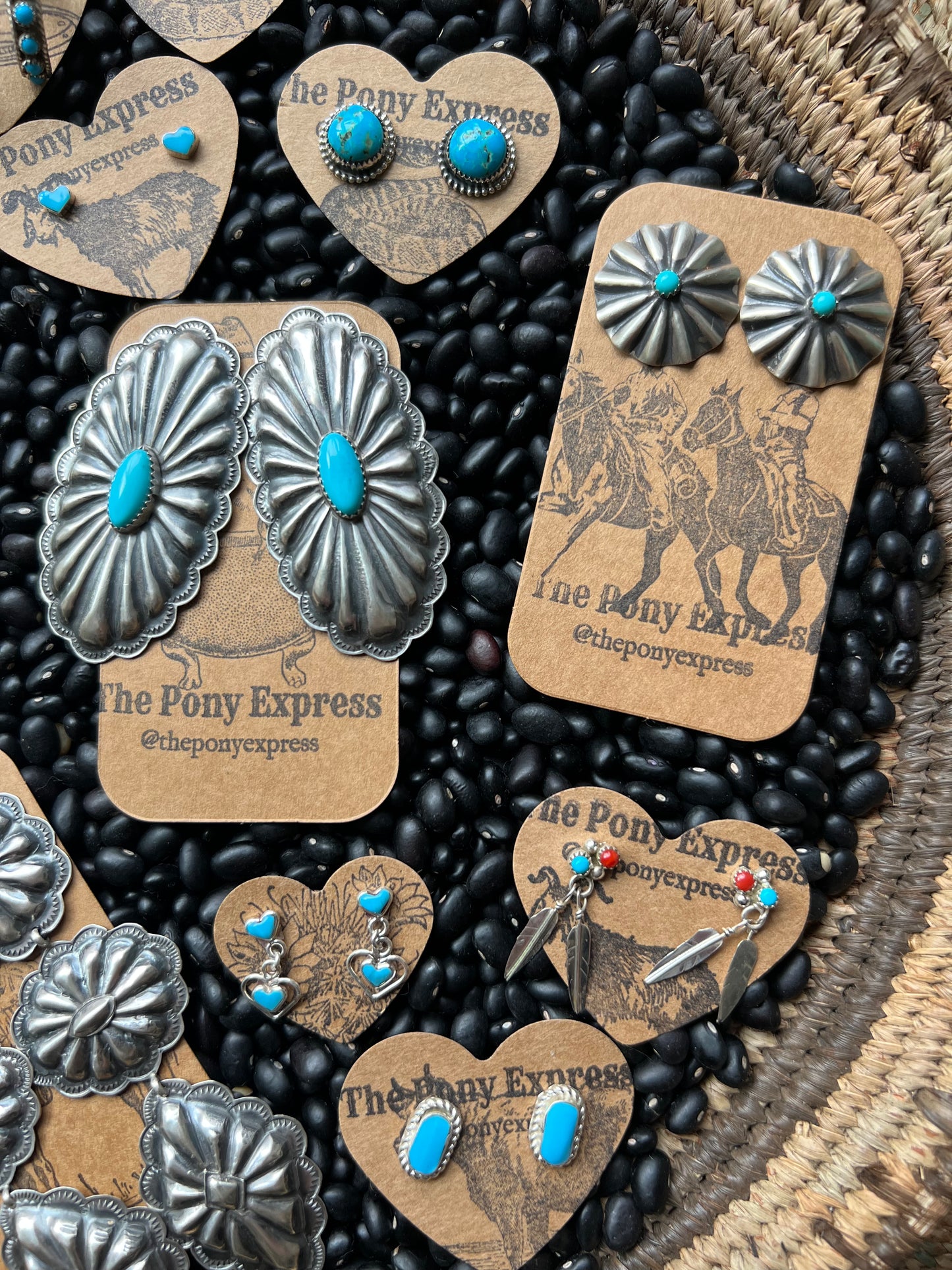 Large Oblong Conchos with Turquoise