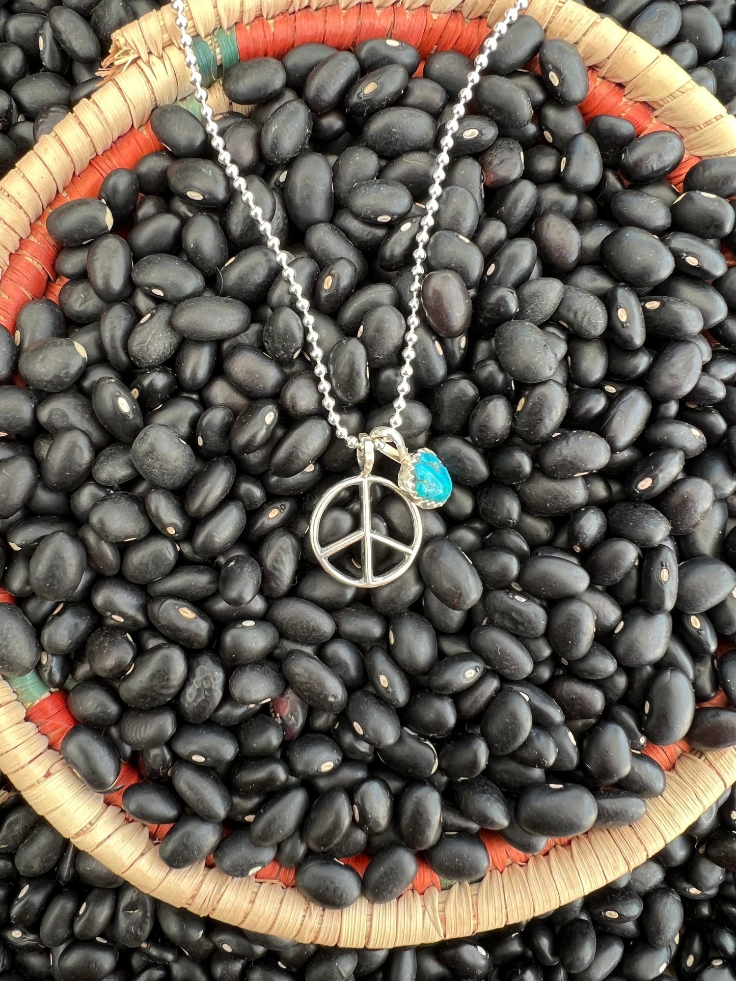 Mini Turquoise Peace Sign Necklace