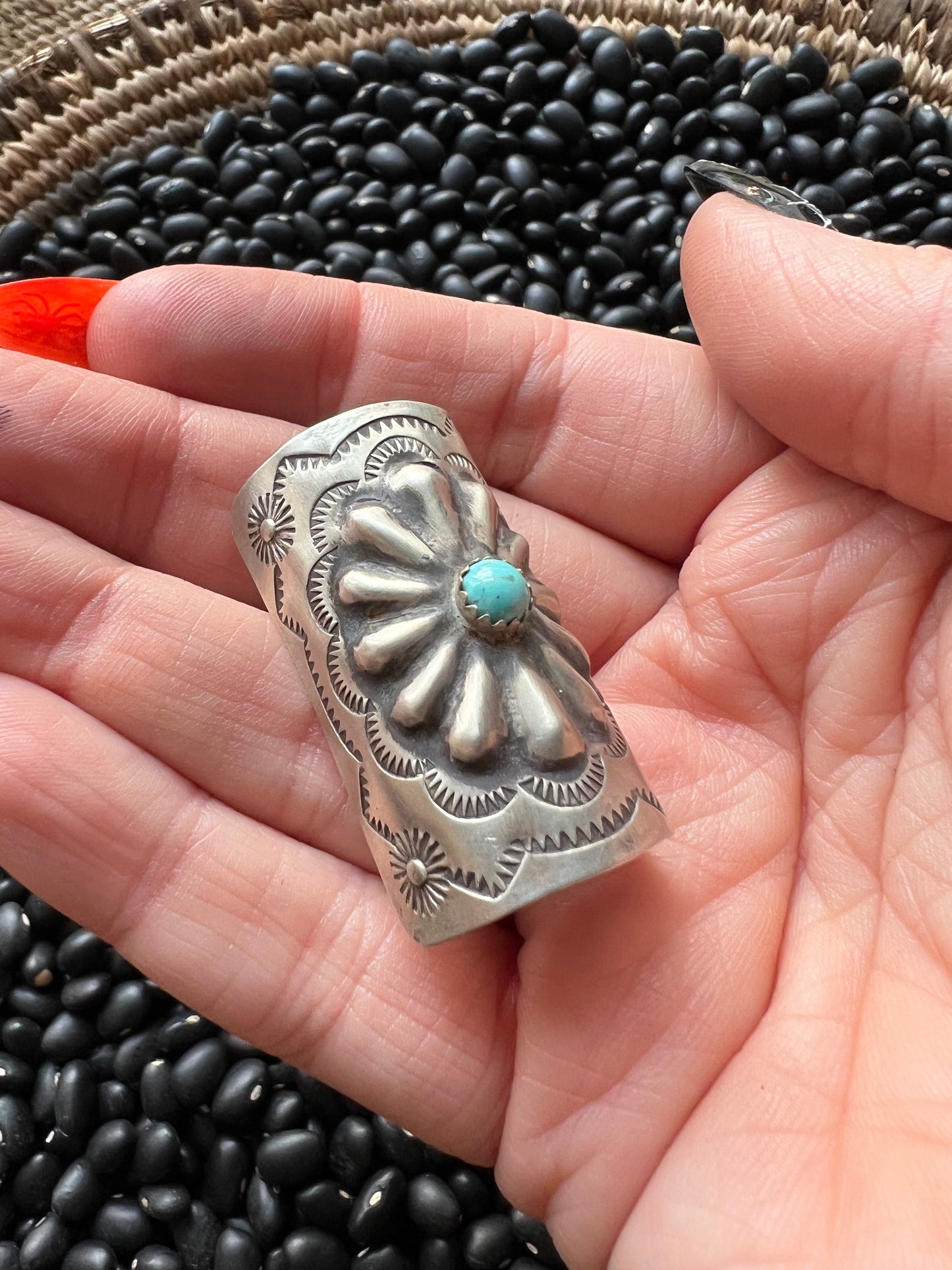 Sterling Silver turquoise concho hair Braid keeper