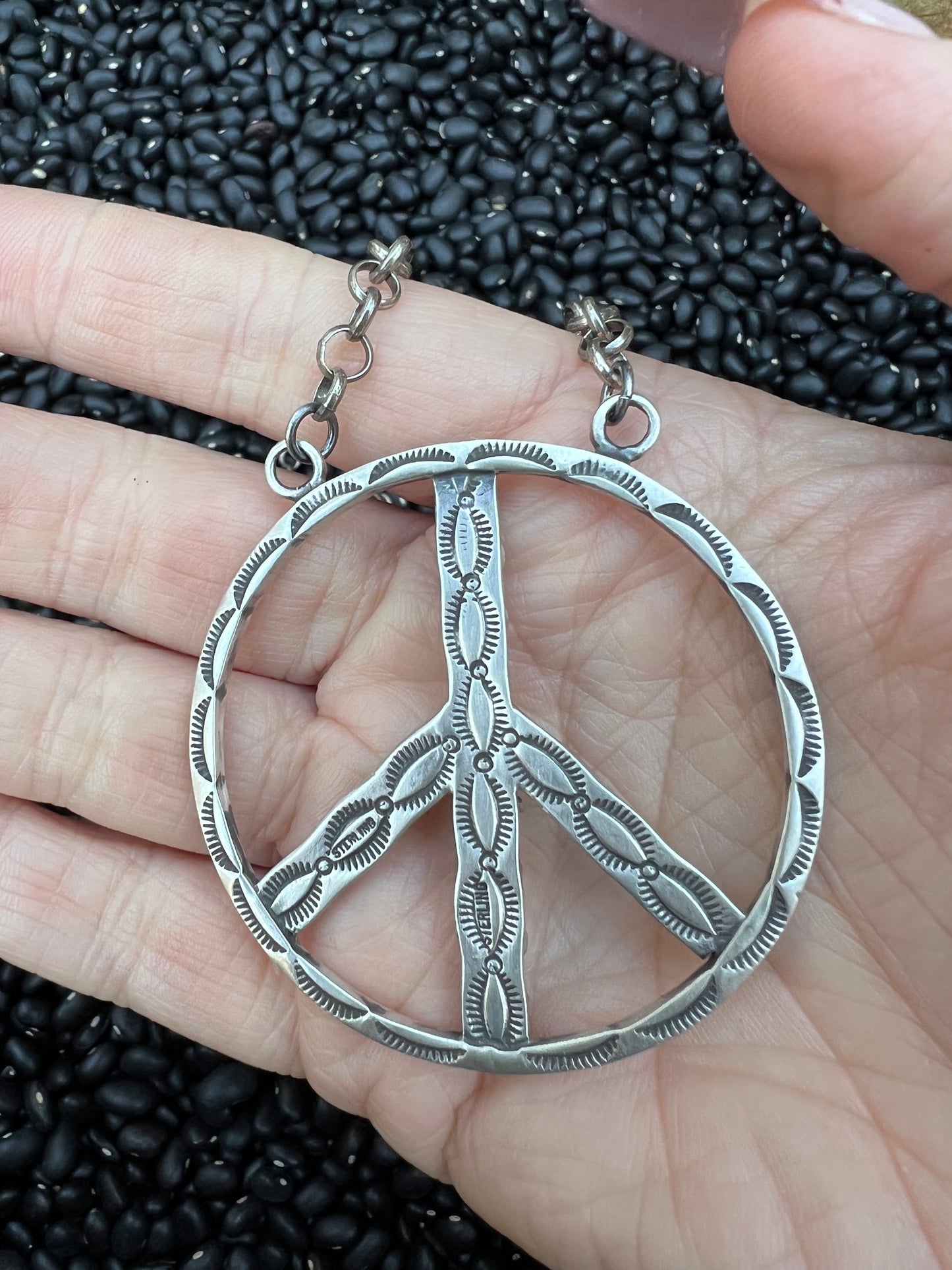 Large Turquoise Peace Sign Necklace