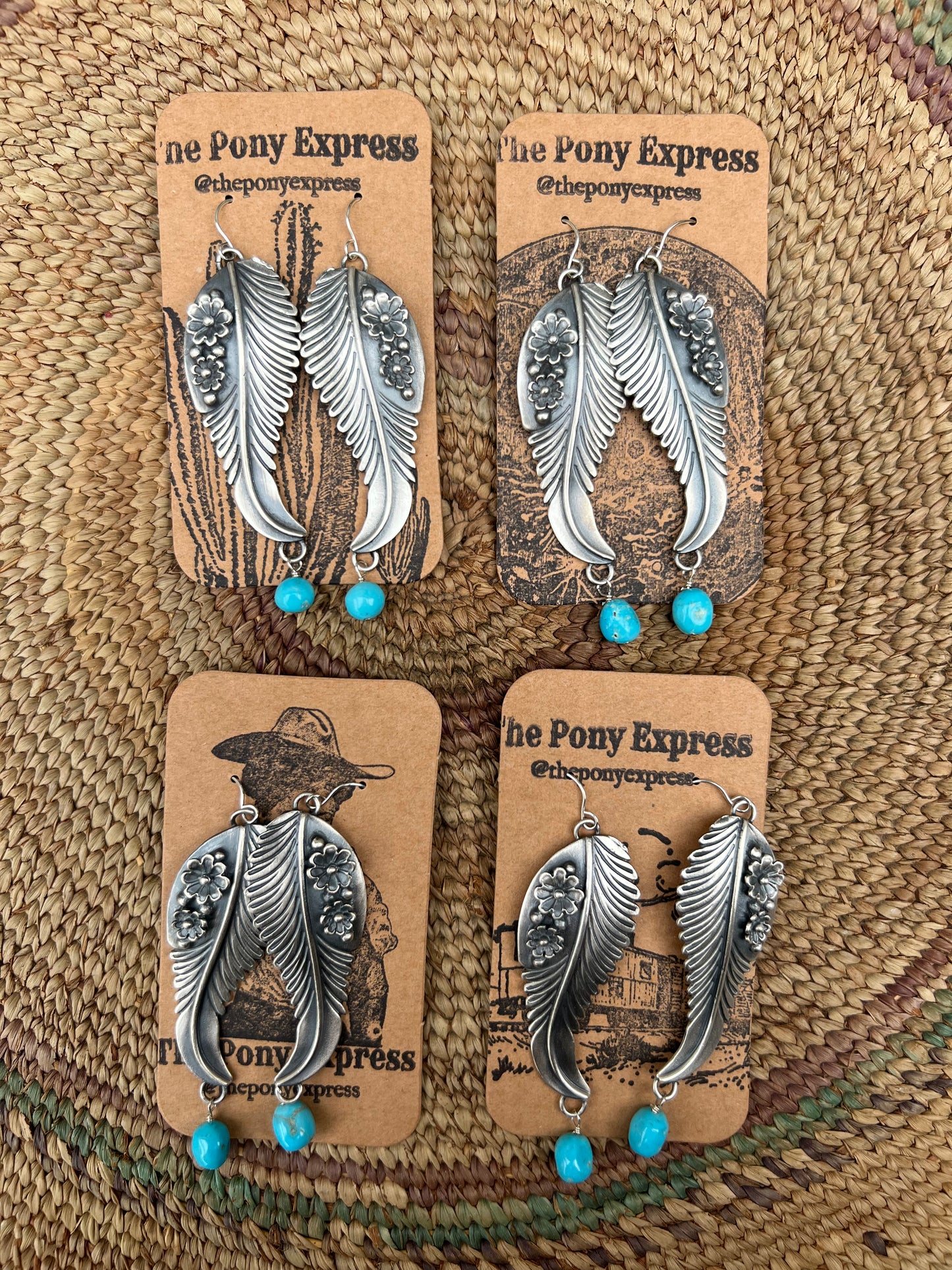 Turquoise Contemporary Feather Earrings