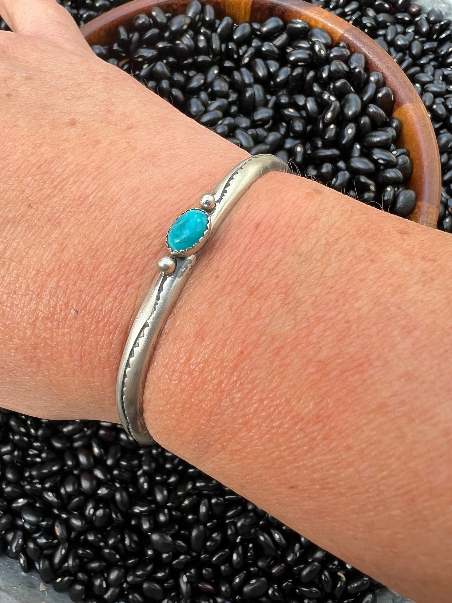Hand stamped turquoise Stacker Cuff