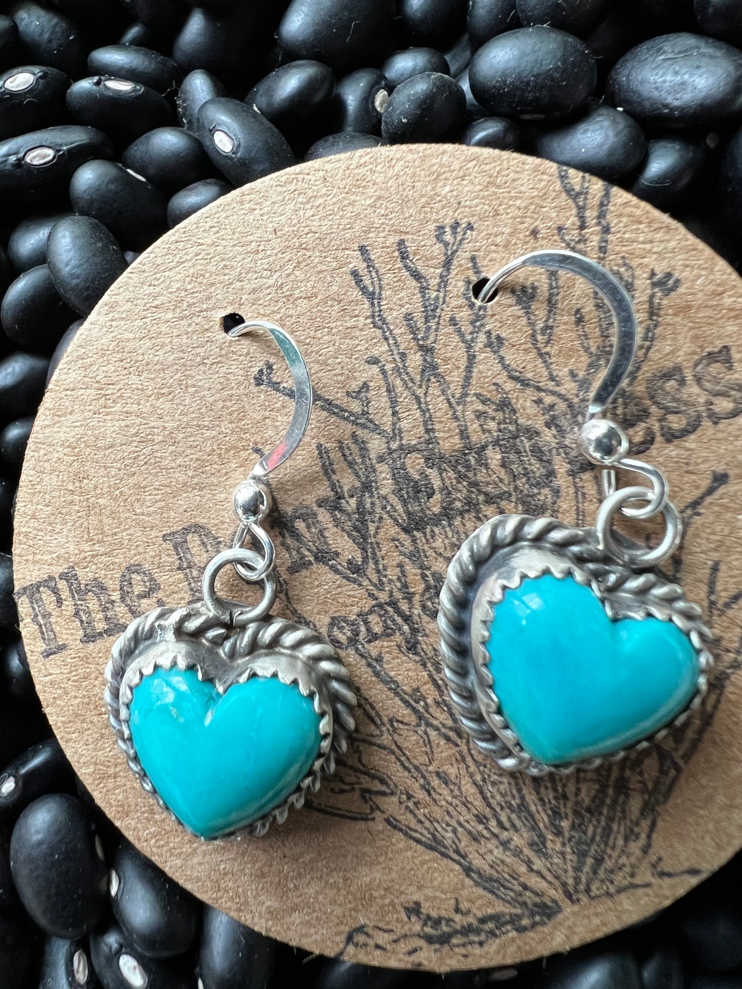 Turquoise Heart Dangle  Earrings