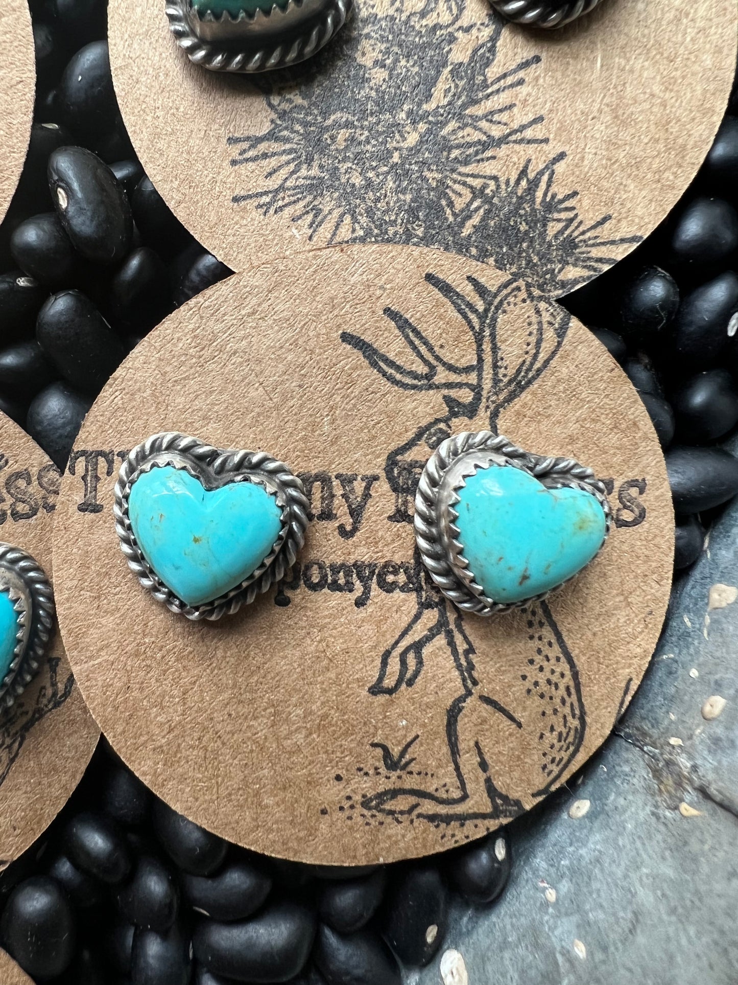 Turquoise Heart Stud Earrings