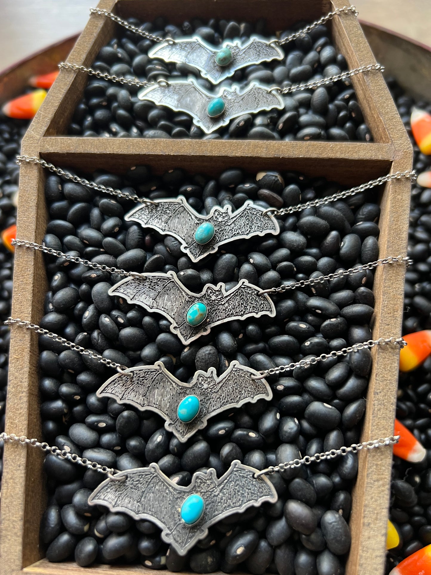 Bat Necklace with Kingman Turquoise