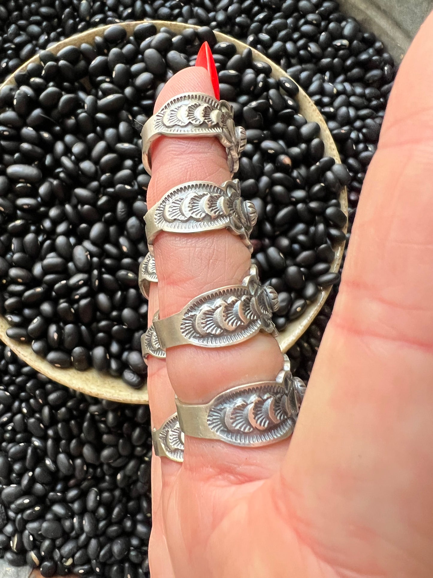 Sterling Silver Starburst Stamped Ring