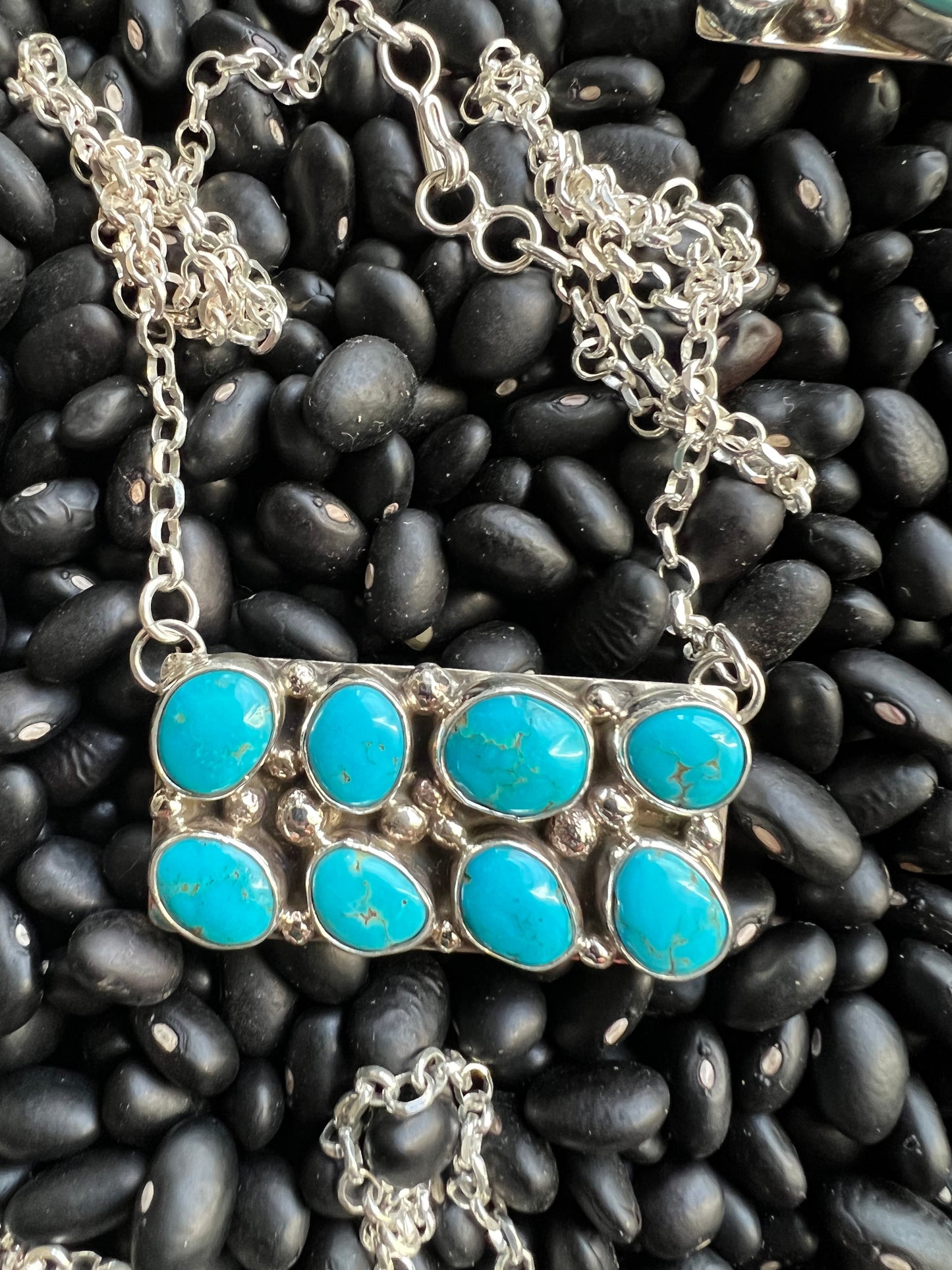 Turquoise Cluster Bar Necklace