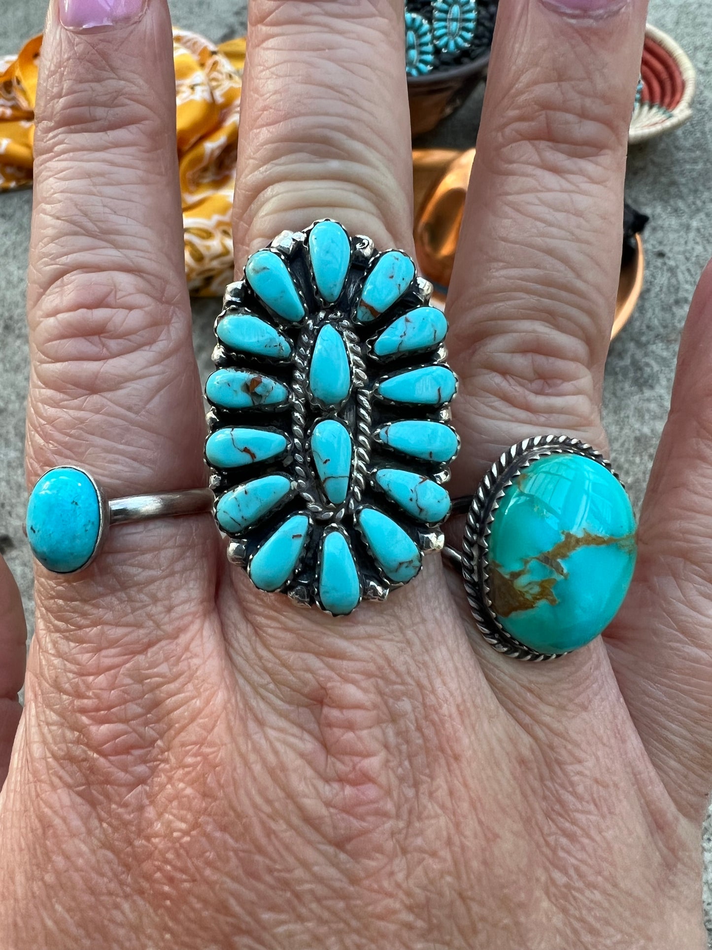 OG Native American Turquoise Cluster Ring