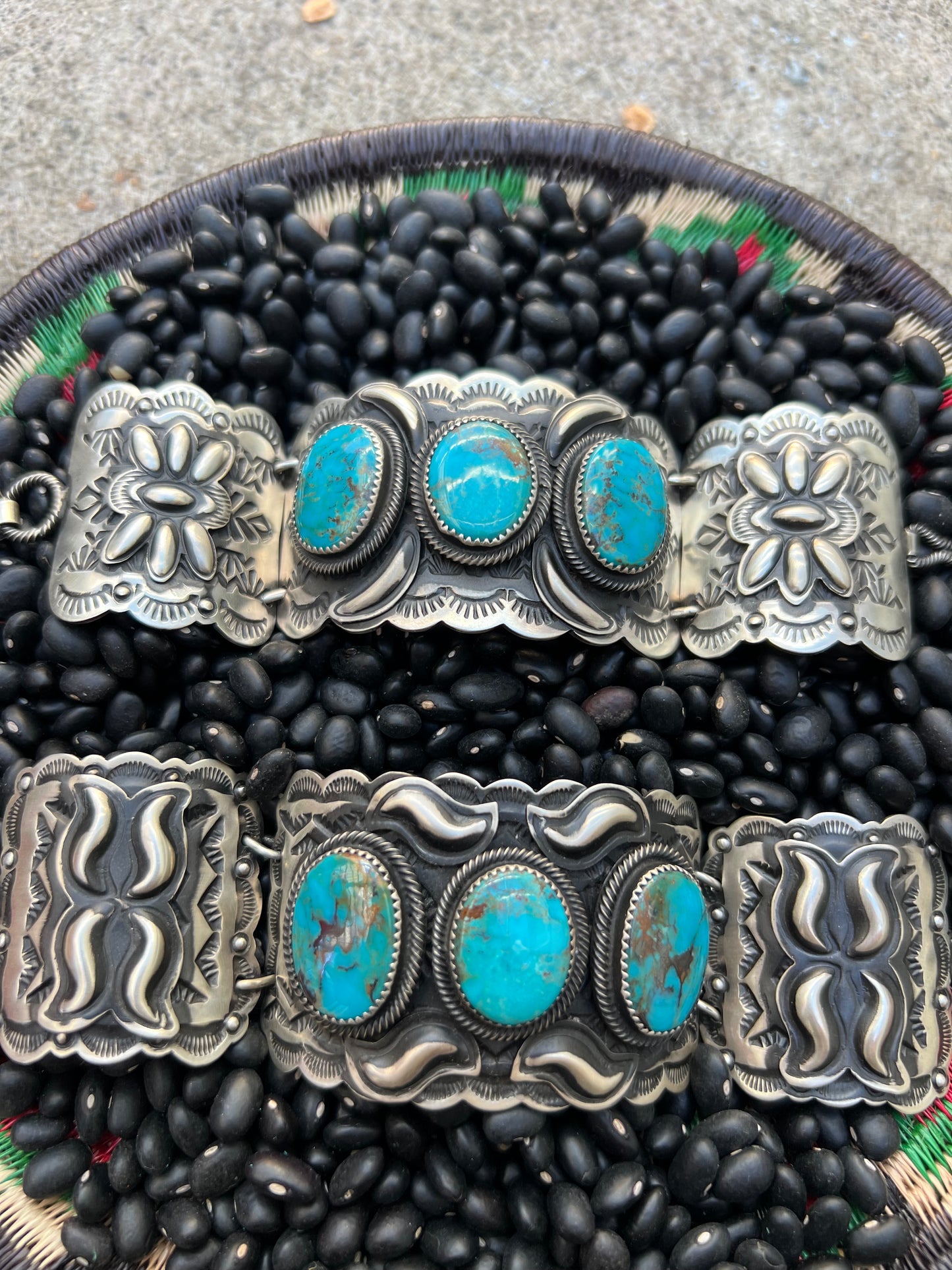 Hinged Hand Stamped Turquoise Bracelet