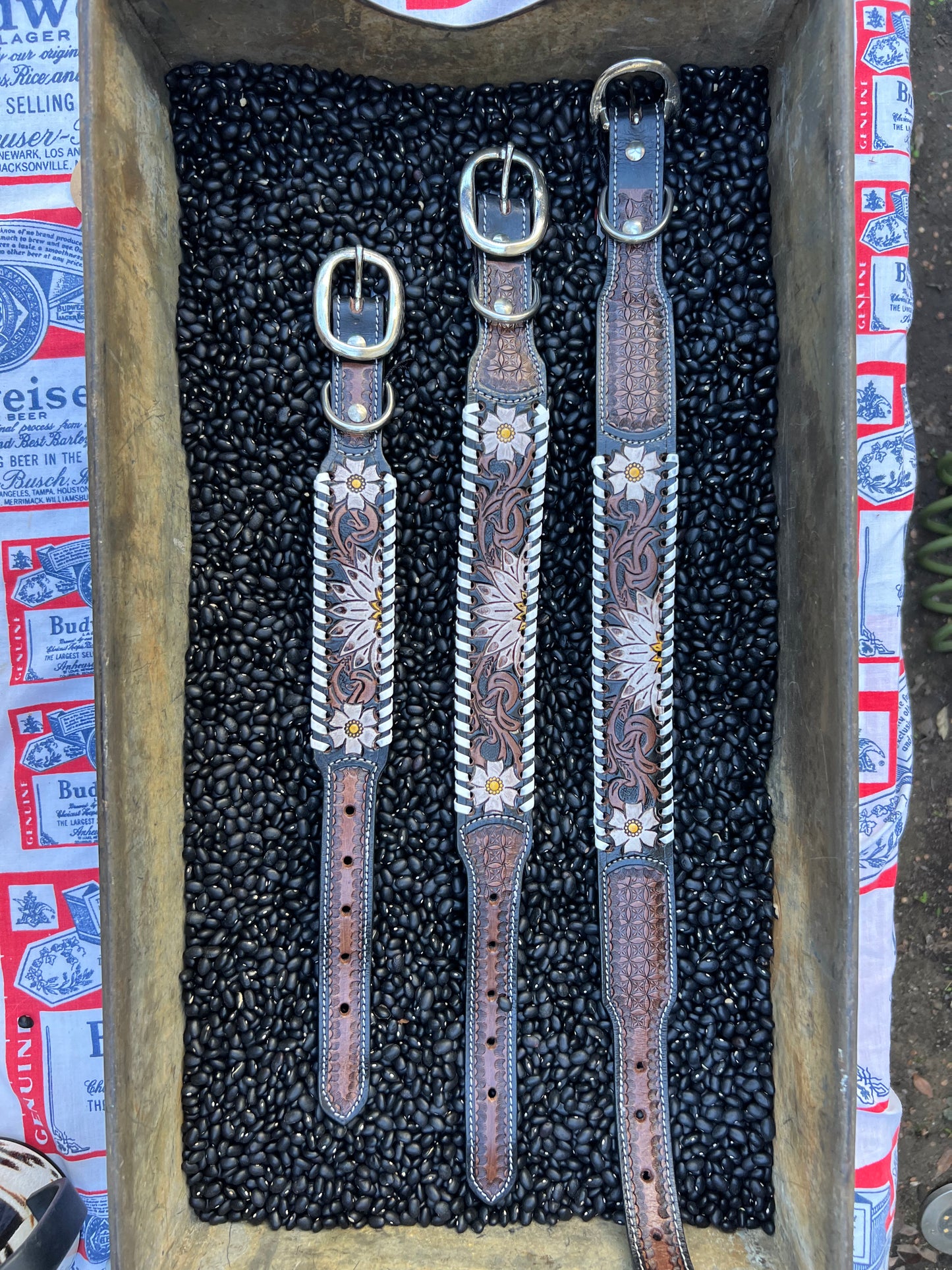 Leather Tooled Dog Collars
