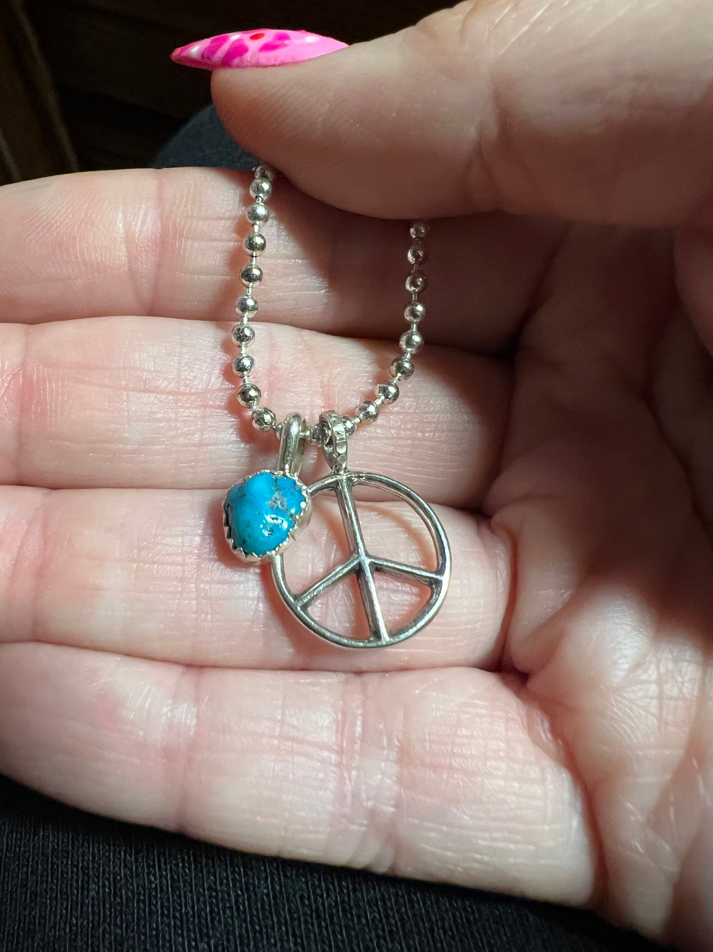 Mini Turquoise Peace Sign Necklace