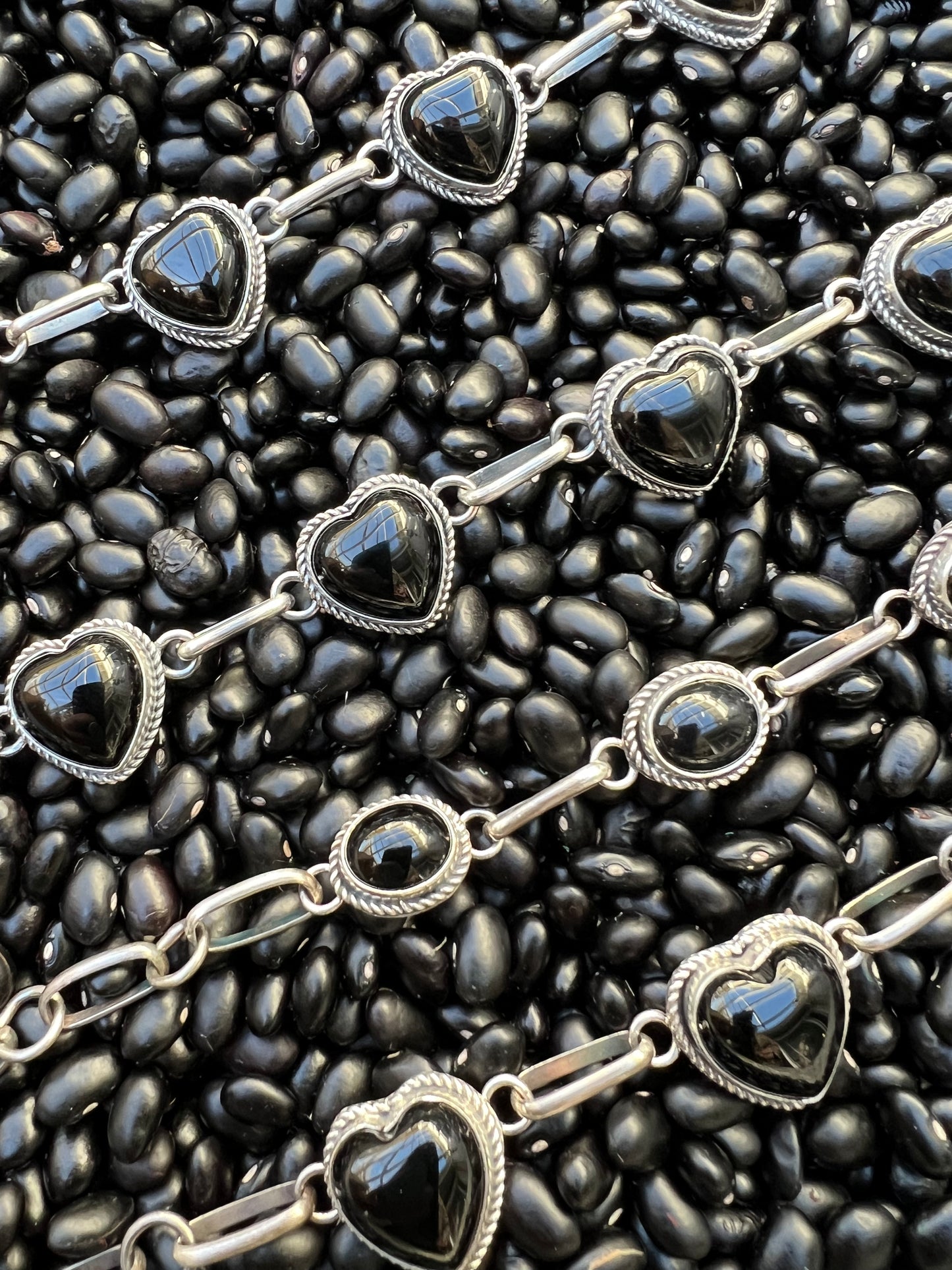 Black Heart Onyx Choker with handmade chain