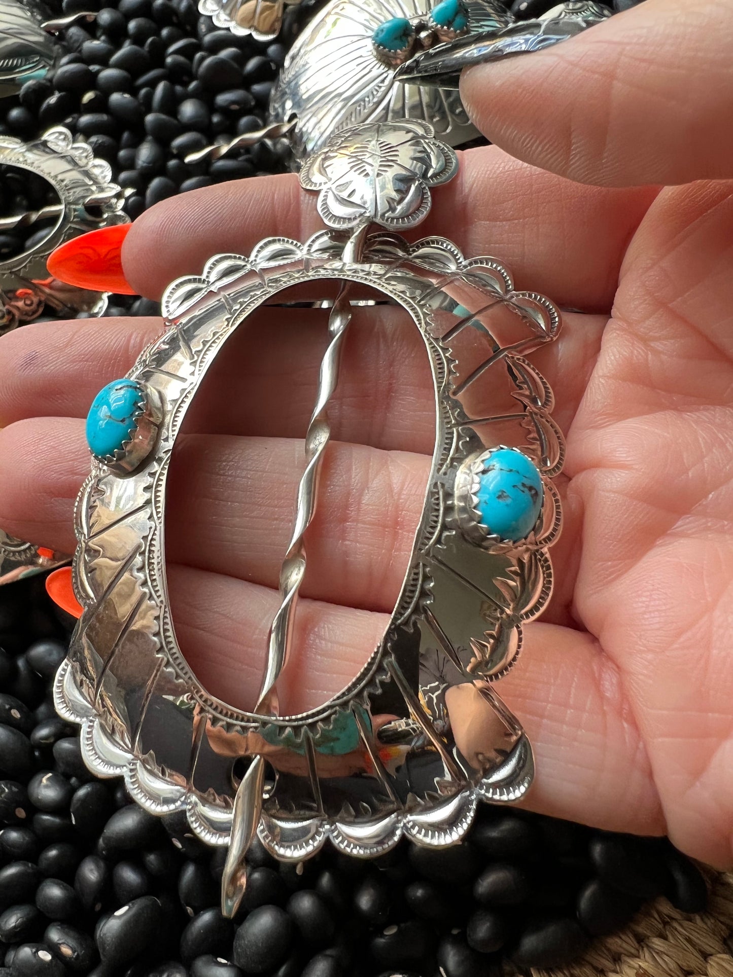 Native American sterling hair accessory