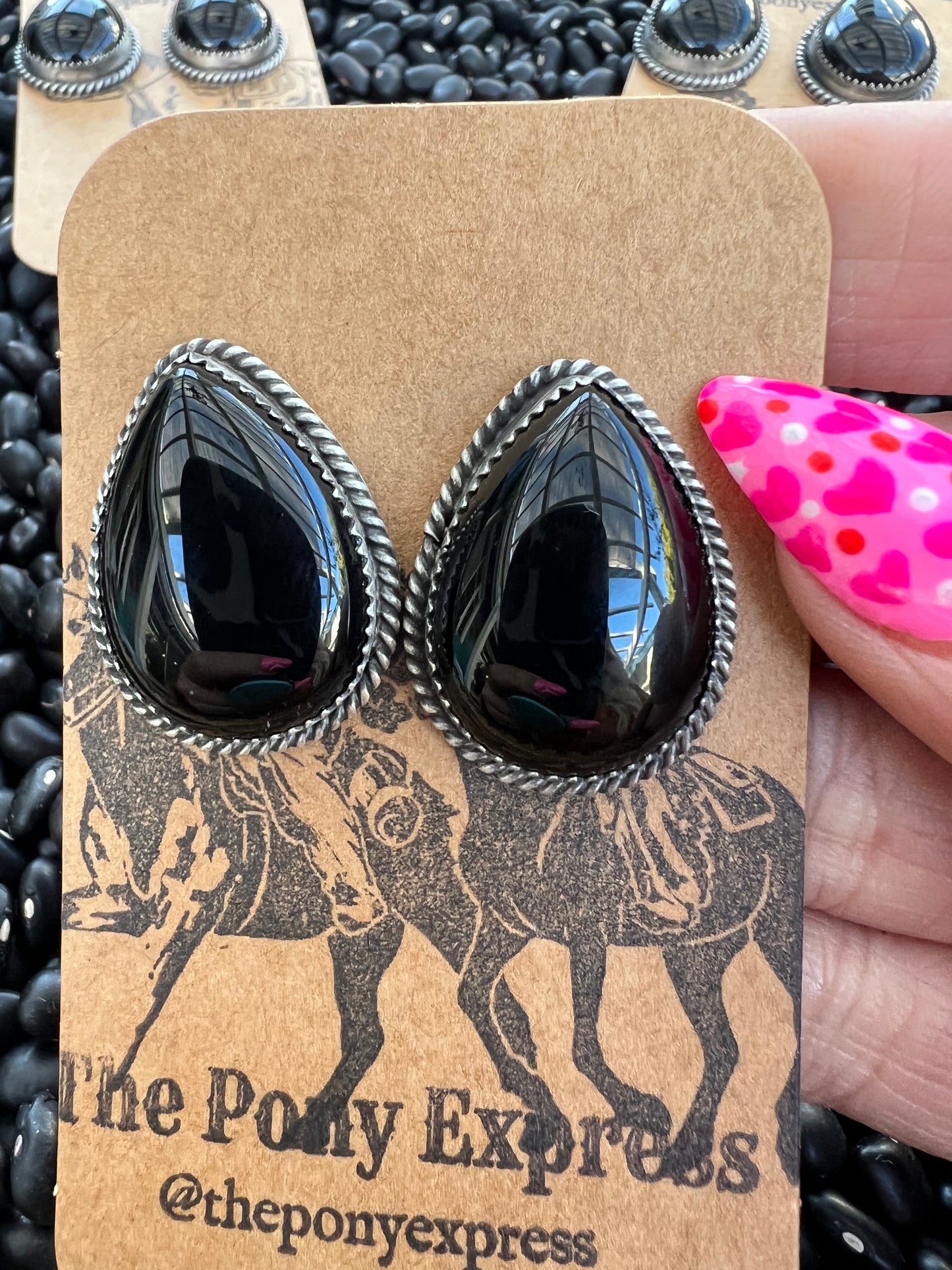 Ink Teardrop Onyx Earrings