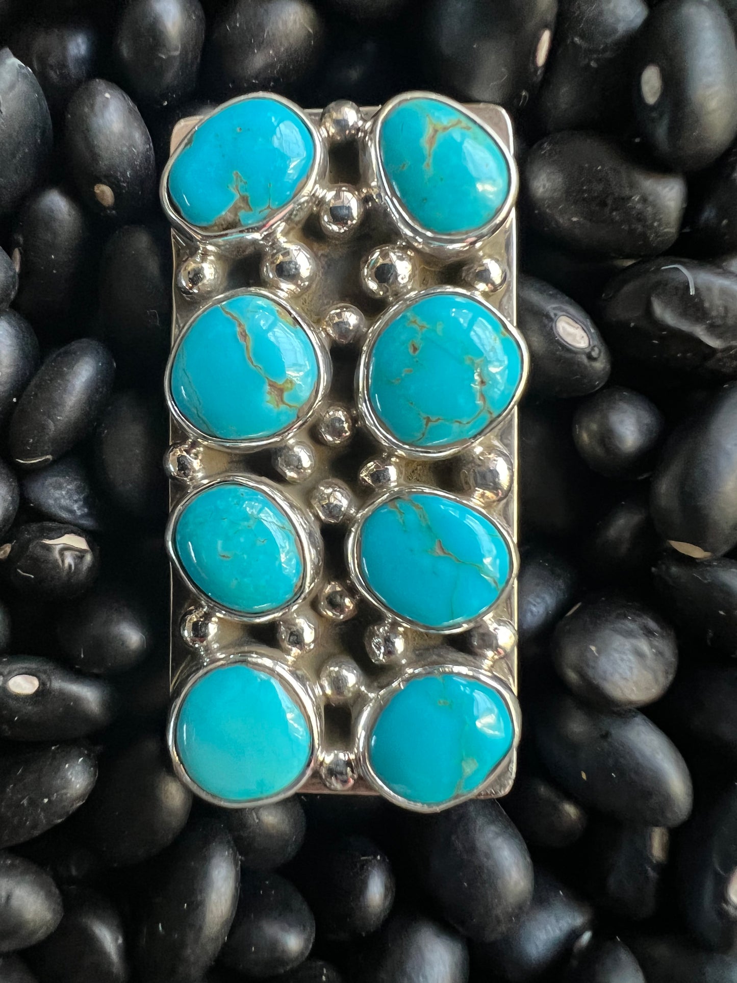 8 stone Turquoise Cluster Ring