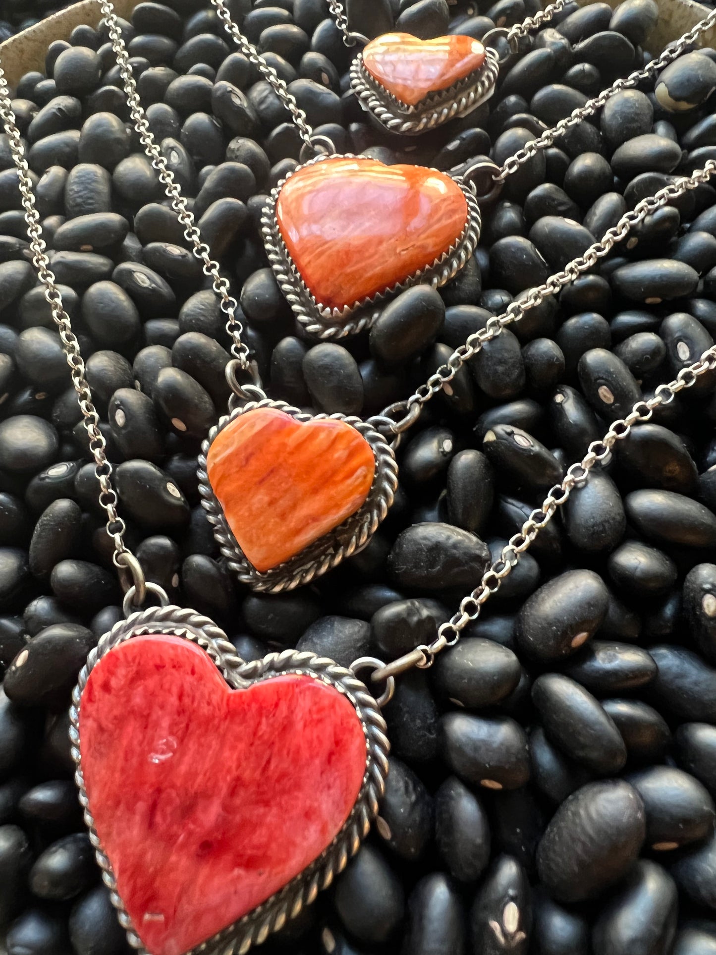 Spiny orange Heart Necklace