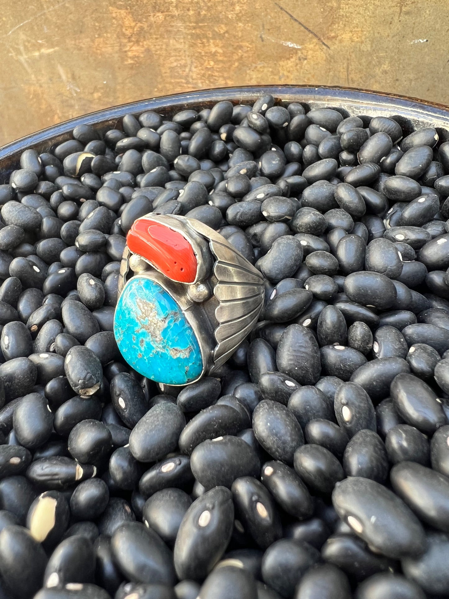 Heavy Mens Turquoise Vintage Style Ring